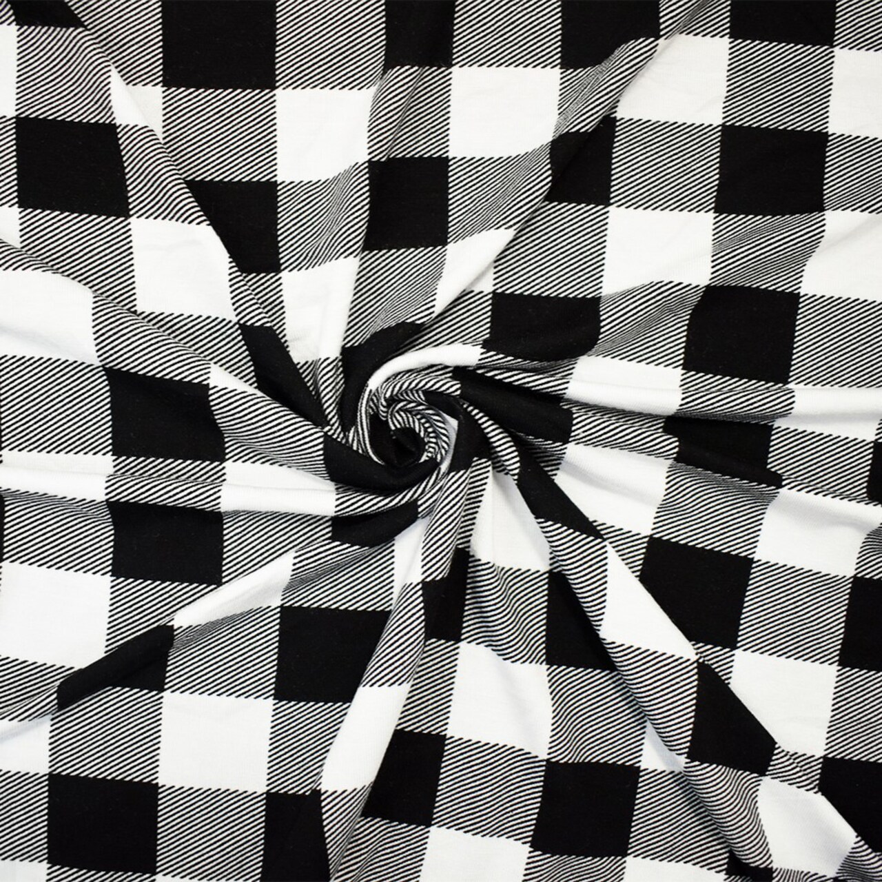 Black-White Rayon Modal Gingham Printed Stretch Spandex Jersey Knit Fabric By the Yard
